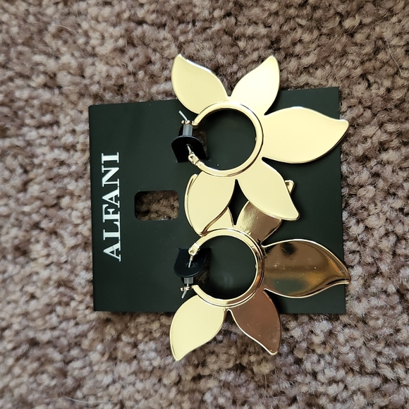 Alfani Jewelry - Alfani Gold-Tone Flower Hoop Earrings